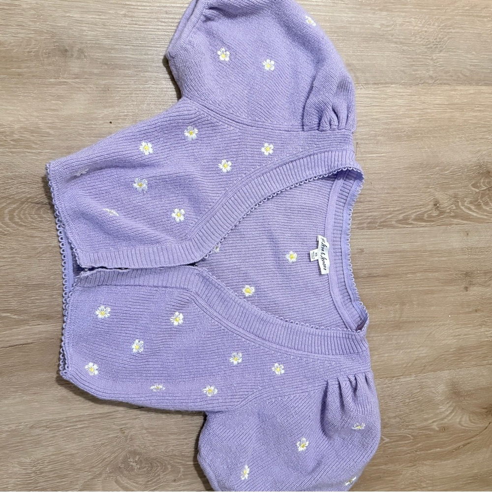 Purple Floral Knit Cardigan